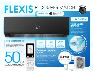 Conditioner HAIER FLEXIS Plus DC Inverter Super Match AS50S2SF1FA-BH-1U50S2SJ2FA (negru mat)