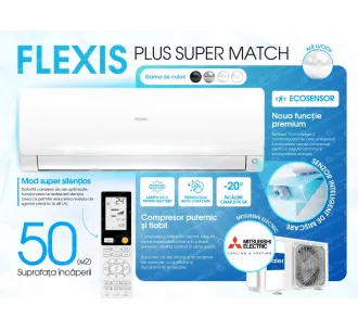 Conditioner HAIER FLEXIS Plus DC Inverter R32 Super Match AS50S2SF1FA-LW-1U50S2SM1FA (alb strălucitor)