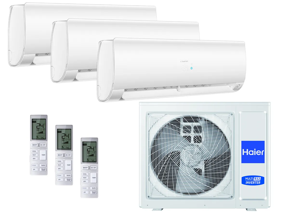 Set sistemului de climatizare Haier cu 3 unitati interioare 50 m² + 2х25 m²