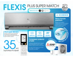 Conditioner HAIER FLEXIS Plus DC Inverter Super Match AS35S2SF1FA-S-1U35S2SM1FA (argintiu strălucitor)