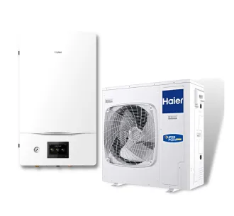 Тепловой насос воздух-вода сплит-система Haier Super Aqua AW082SNCHAHU102WAMNA+HW-WA101DBT