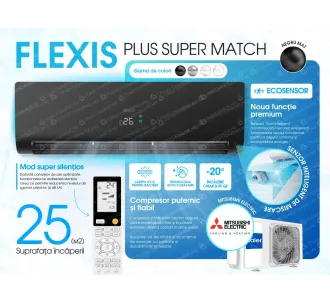 Conditioner HAIER FLEXIS Plus DC Inverter Super Match AS25S2SF1FA-BH-1U25S2SM1FA (negru mat)