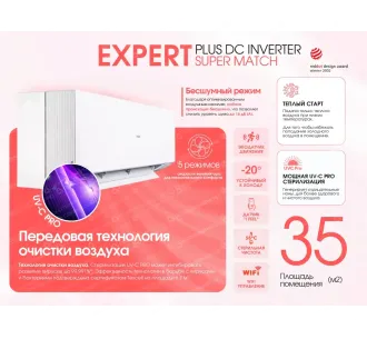 Кондиционер HAIER EXPERT Plus DC Inverter Super Match AS35XCAHRA -1U35S2SM1FA