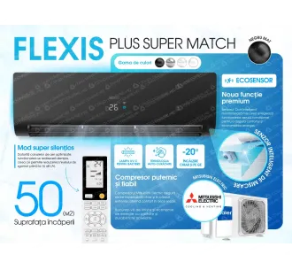 Conditioner HAIER FLEXIS Plus DC Inverter Super Match AS50S2SF1FA-BH-1U50S2SJ2FA (negru mat)