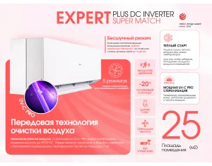 Кондиционер HAIER EXPERT Plus DC Inverter Super Match AS25XCAHRA -1U25S2SM1FA