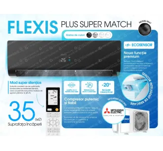 Condiționer HAIER FLEXIS Plus DC Inverter Super Match AS35S2SF1FA-BH-1U35S2SM1FA (negru mat)