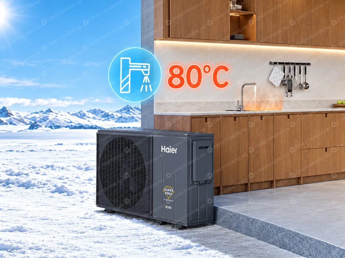 Pompă de căldură Haier SUPER AQUA Monobloc GT R290, 16 kW, 1Ph, AW162MXGHA